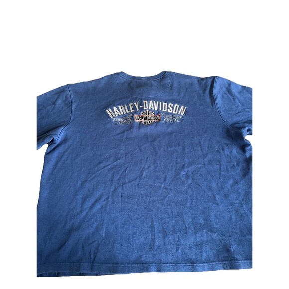 Vintage Harley Davidson Motorcycle Long Sleeve Heavy Henley Shirt Size 2X Tall - Picture 4 of 4